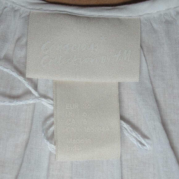 H&M Conscious Collection White Peasant Tunic Top | Size 6 - Picture 7 of 10
